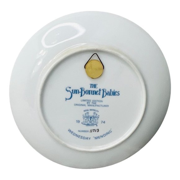 "The Sun-Bonnet Babies"  Plates Set of 7 Royal Bayreuth Vintage 1974 - Picture 6 of 16